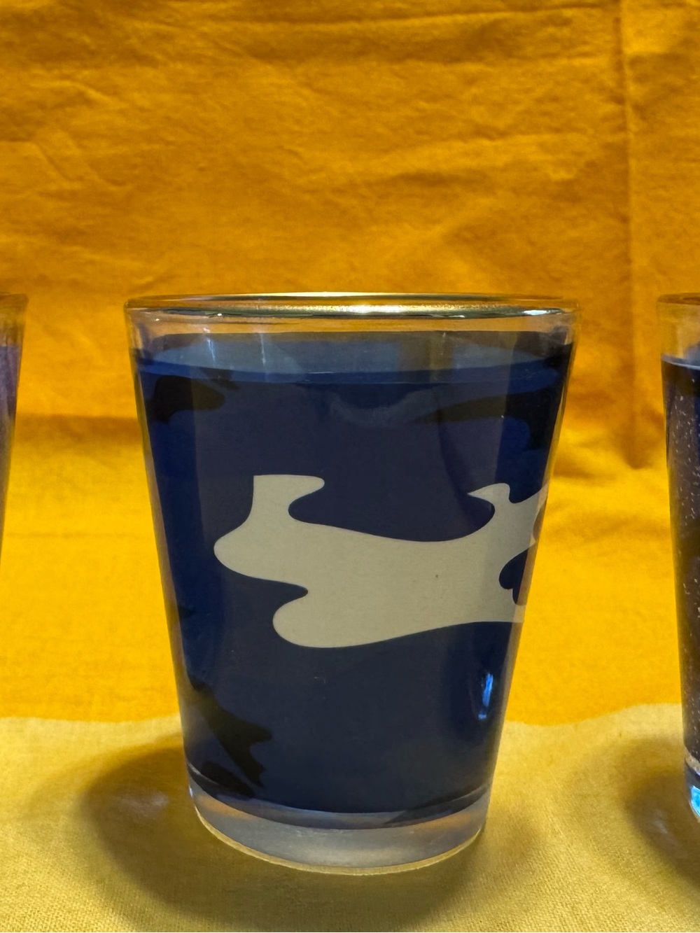 Blue Camo Shot Glass with White Accent